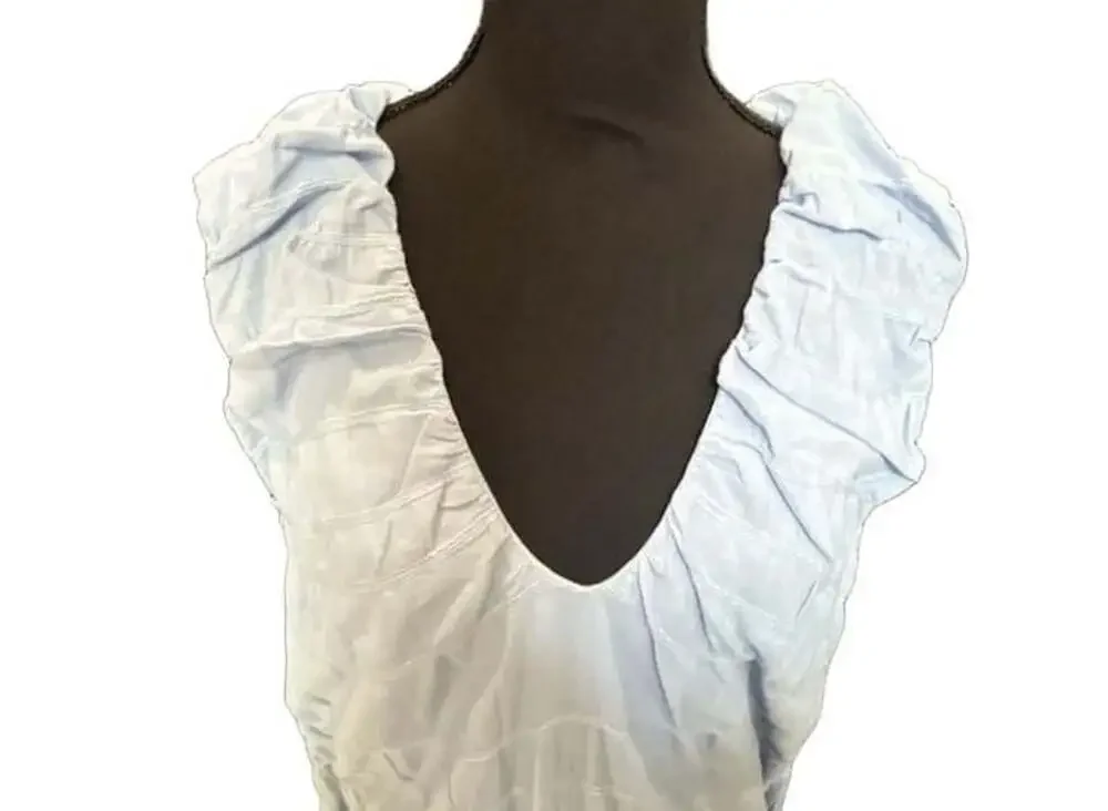 Free People Agatha Ruched Dress Size S Light Blue Midi